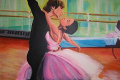 ballet 100cm x 100cm acrylverf verkocht