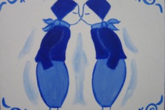 delfts blauw 2 mannen 30cm x 30cm acrylverf