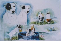 honden in opdracht aquarel verkocht