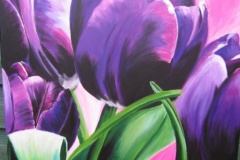 paarse tulp 80cm x 80cm acrylverf verkocht