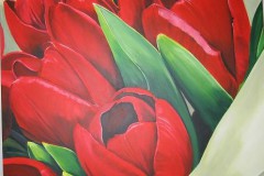 tulp rood 100cm x 100cm acryl verf verkocht